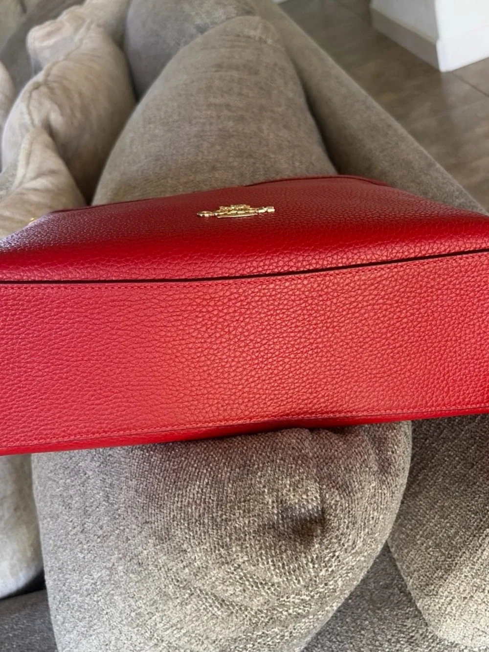 Coach Laurel Pebbled Leather Crossbody and Wristlet Set in Red
